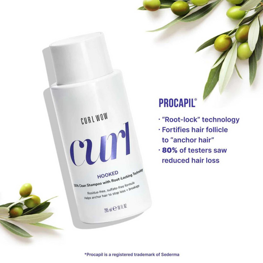 CURL HOOKED 100% Clean Shampoo with Root-Locking Technology